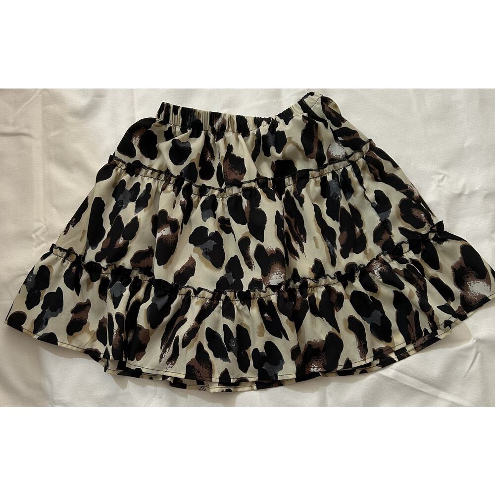 Boutique Leopard Print Ruffle Mini Skirt Size XS